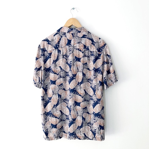 River Island Navy Pineapple Print Short Sleeve Shirt - Picture 3 of 7